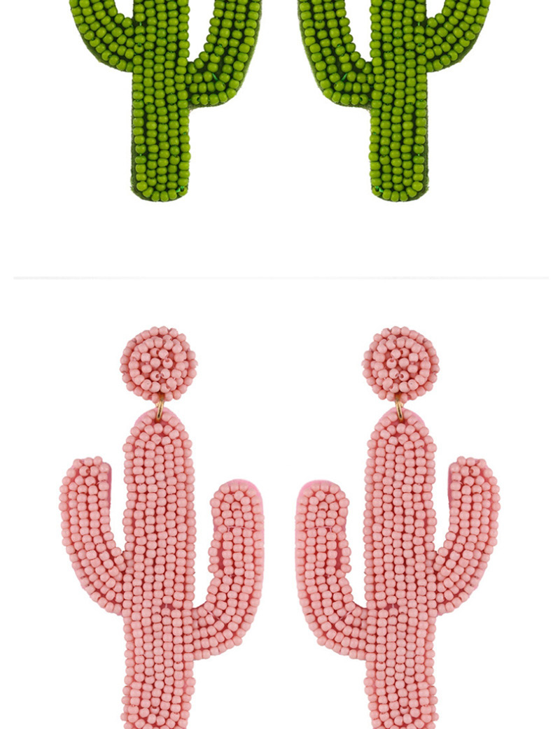 Fashion Yellow Cactus Stitched Rice Beads Earrings,Drop Earrings