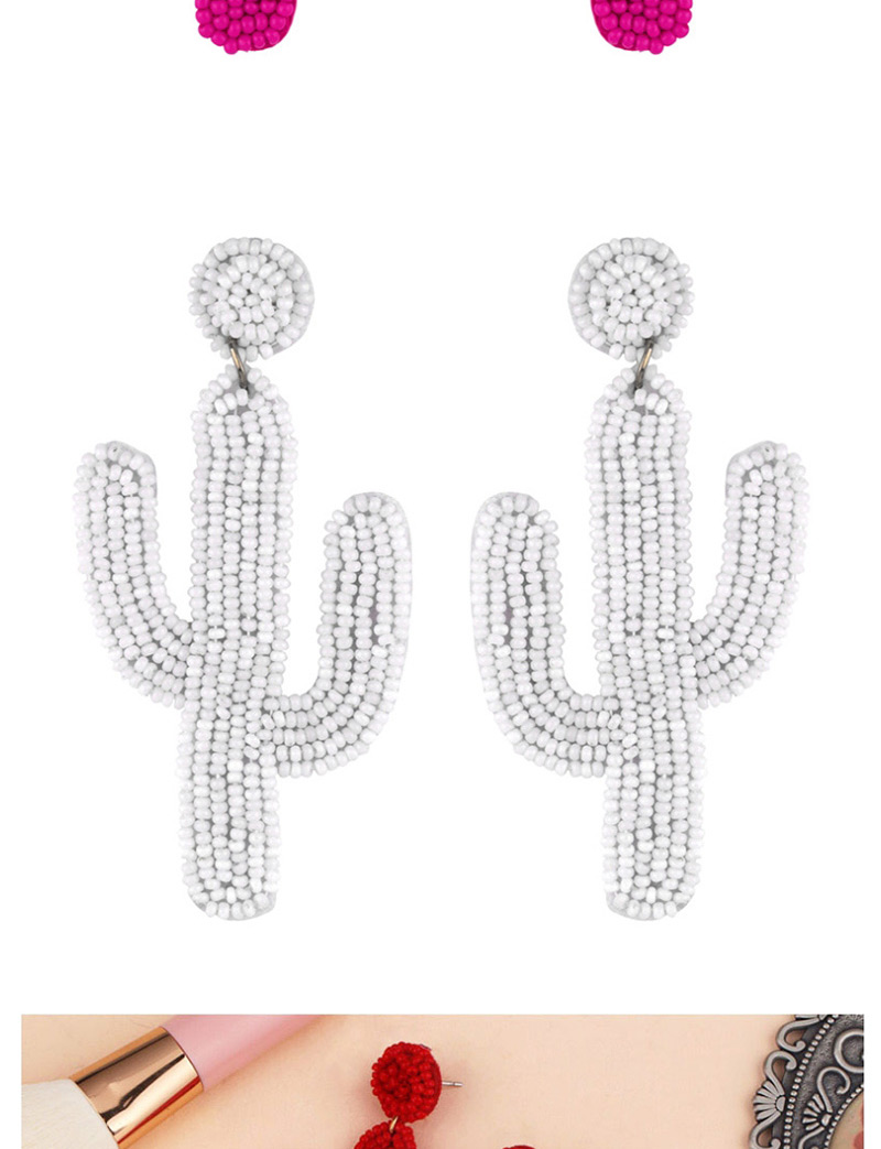 Fashion Red Cactus Stitched Rice Beads Earrings,Drop Earrings
