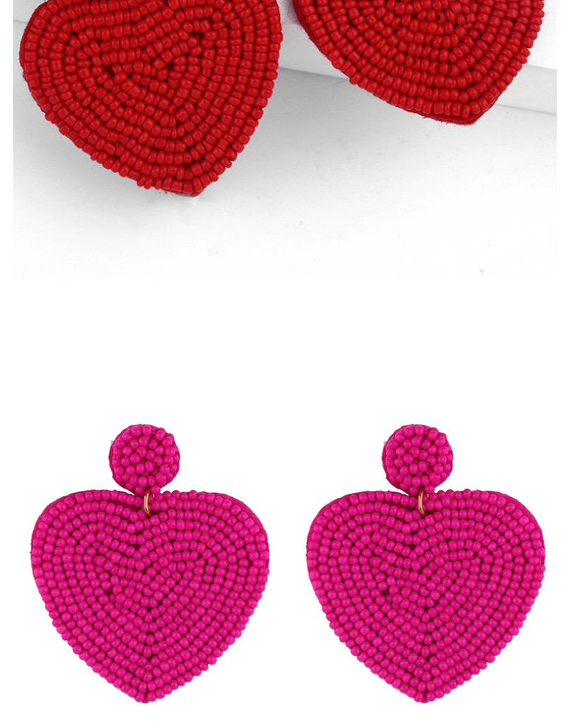 Fashion Rose Red Mizhu Love Woven Earrings,Drop Earrings