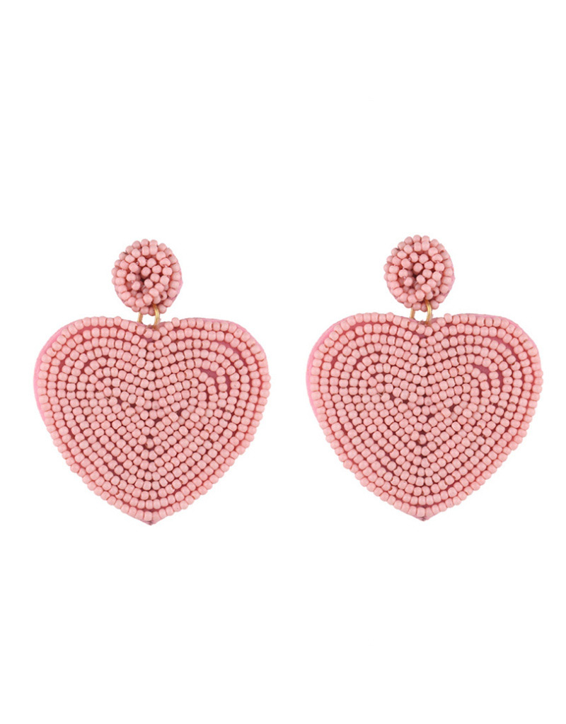 Fashion Pink Mizhu Love Woven Earrings,Drop Earrings