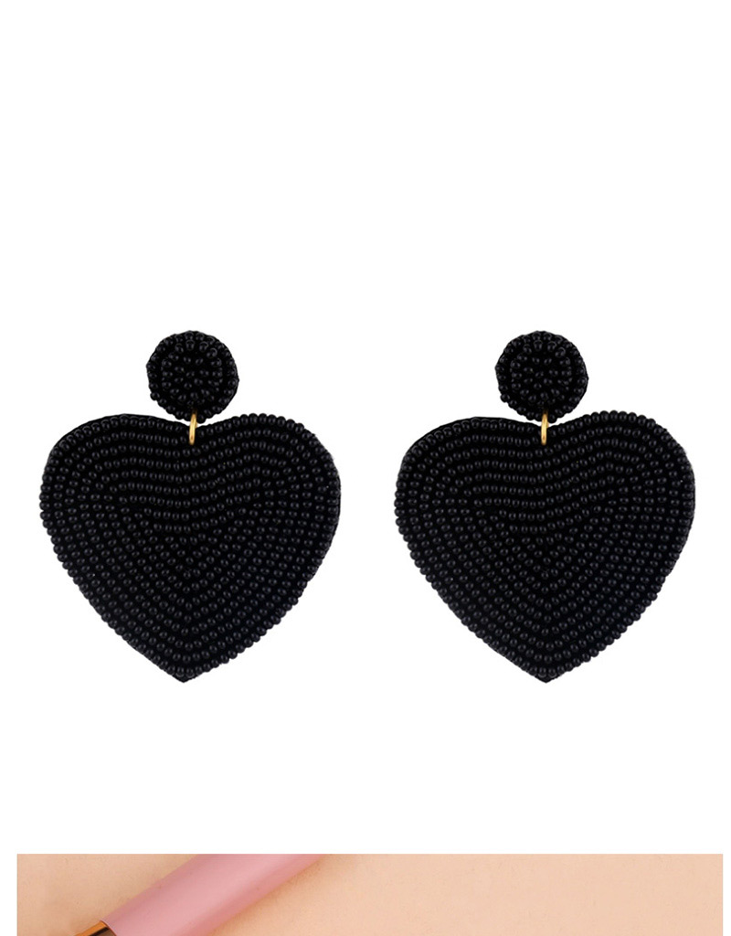 Fashion Black Mizhu Love Woven Earrings,Drop Earrings
