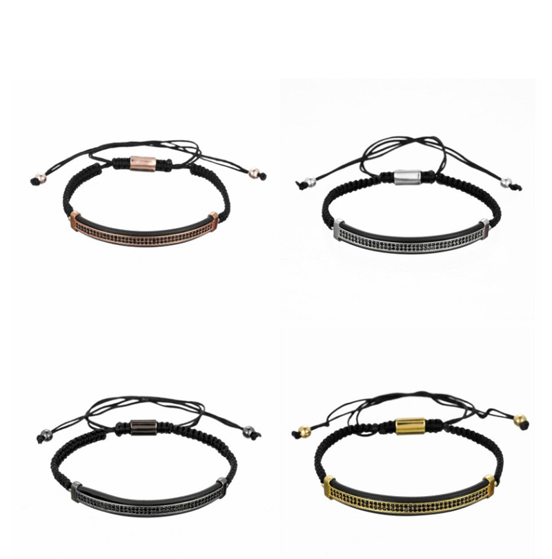Fashion Silver Copper Micro-studded Braided Adjustable Bracelet,Bracelets