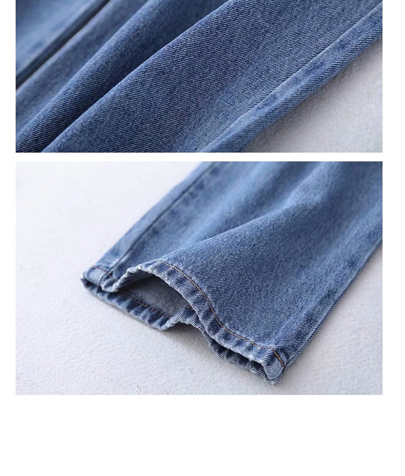 Fashion Jean Blue Washed Strap Jeans,Denim