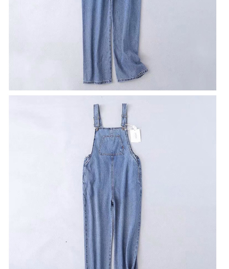 Fashion Jean Blue Washed Strap Jeans,Denim