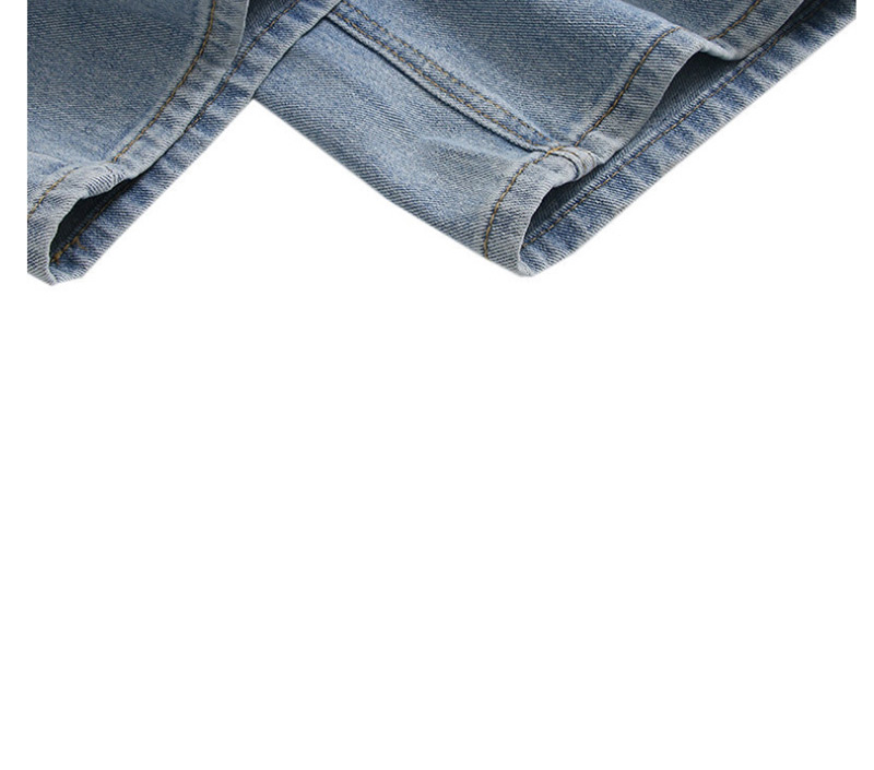 Fashion Jean Blue One-shoulder Hole Washed Jeans,Pants