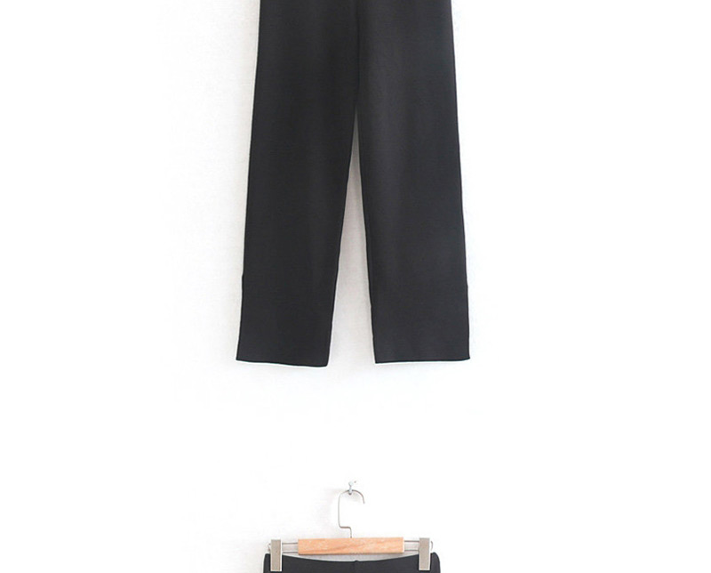 Fashion Black Straight Knit Split Pants,Pants