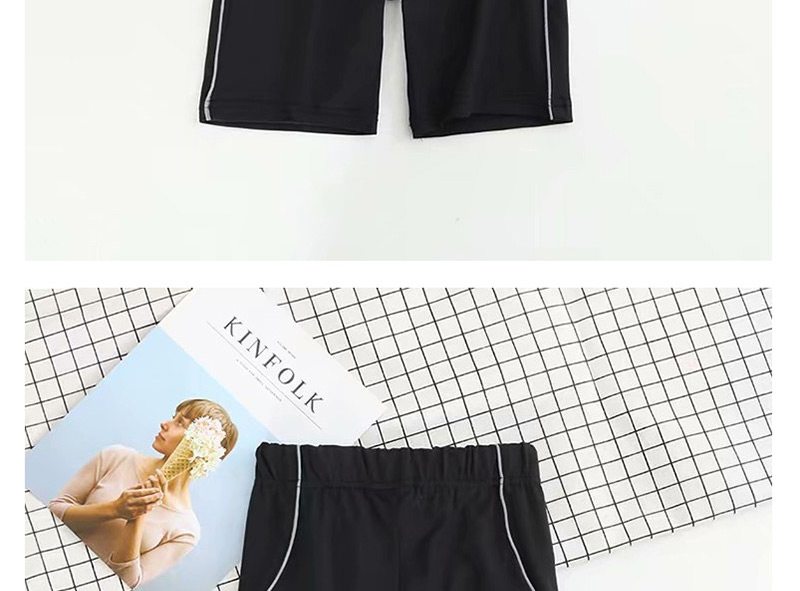 Fashion Black Splicing Reflective Strip Shorts,Shorts