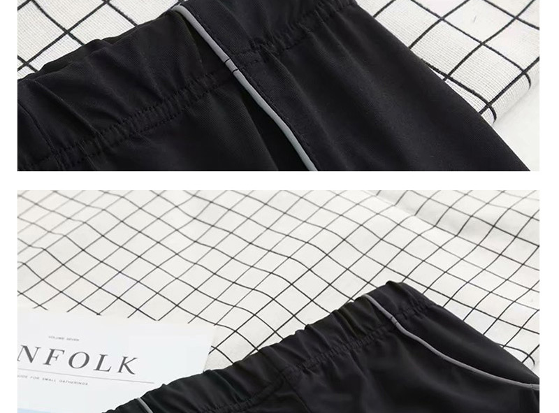 Fashion Black Splicing Reflective Strip Shorts,Shorts