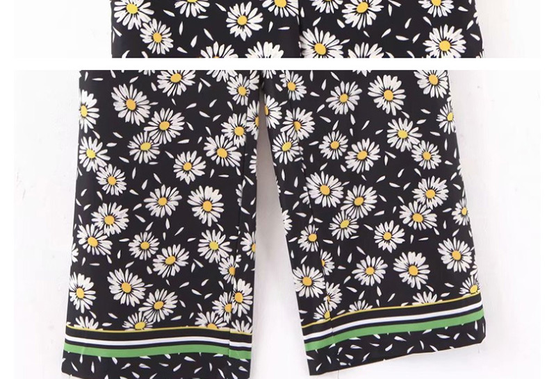 Fashion Daisy Print Flower Print Straight Pants,Pants