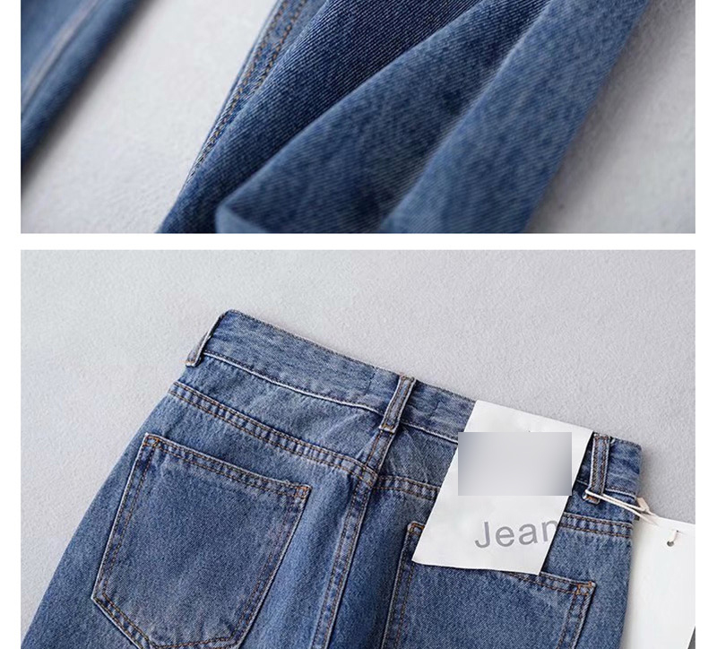 Fashion Dark Blue Washed Small Straight Jeans,Denim