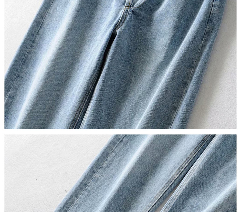 Fashion Light Blue Washed Waist Jeans,Denim