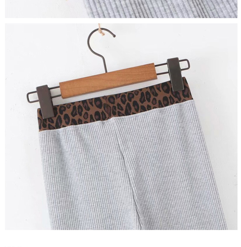 Fashion Black Leopard-trimmed Thread Cotton Straight Pants,Pants