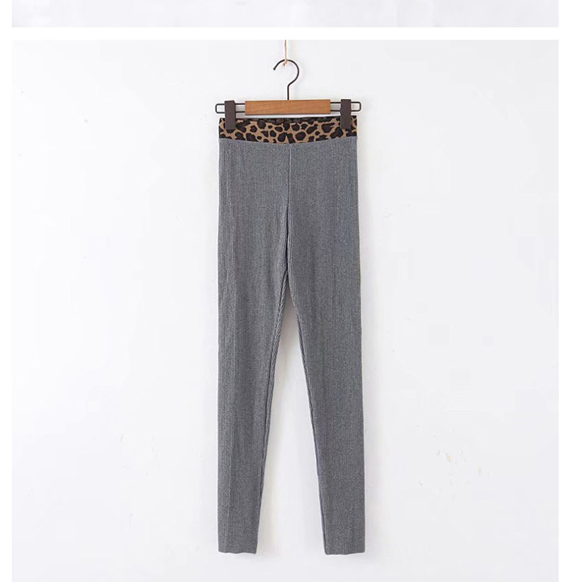 Fashion Black Leopard-trimmed Thread Cotton Straight Pants,Pants