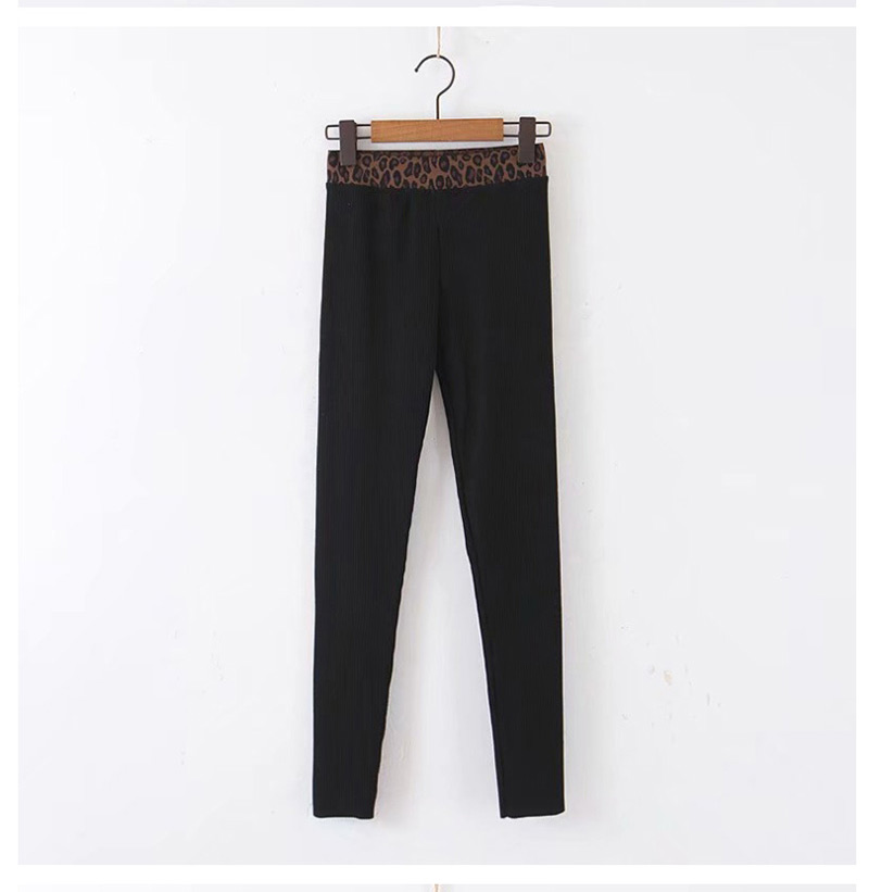 Fashion Dark Gray Leopard-trimmed Thread Cotton Straight Pants,Pants
