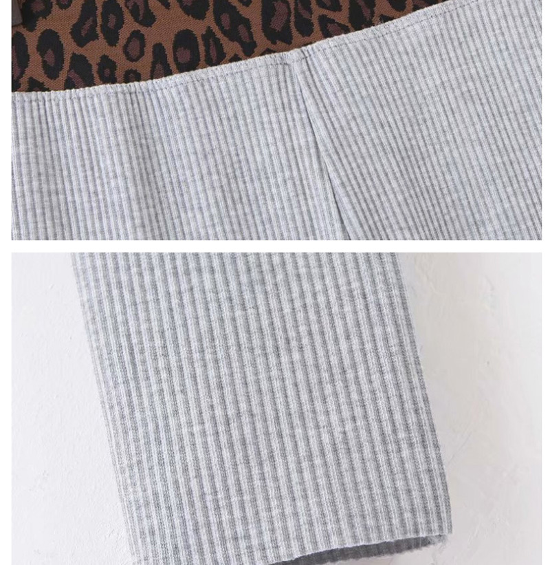 Fashion Dark Gray Leopard-trimmed Thread Cotton Straight Pants,Pants