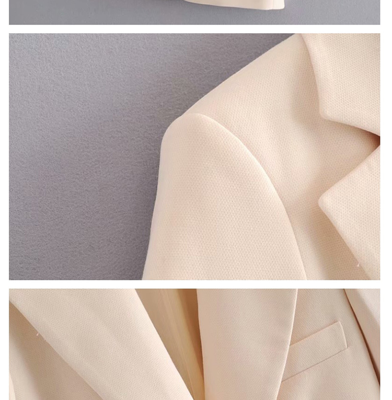 Fashion Creamy-white Solid Color Belt Suit,Coat-Jacket