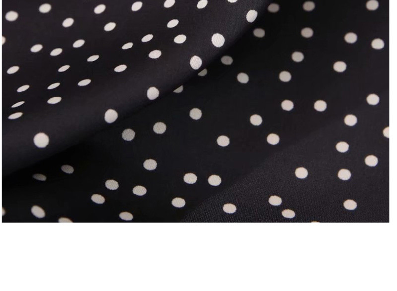 Fashion Black Wave Point Polka Dot Printed V-neck Lace Dress,Mini & Short Dresses