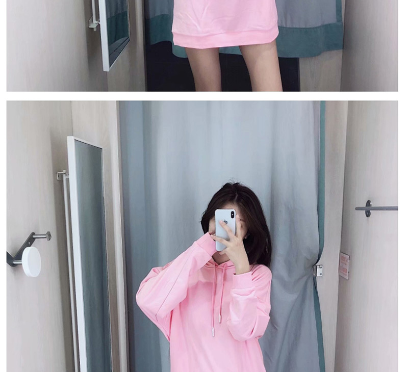 Fashion Pink Solid Color Hooded Sweater,Hair Crown