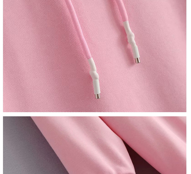 Fashion Pink Solid Color Hooded Sweater,Hair Crown