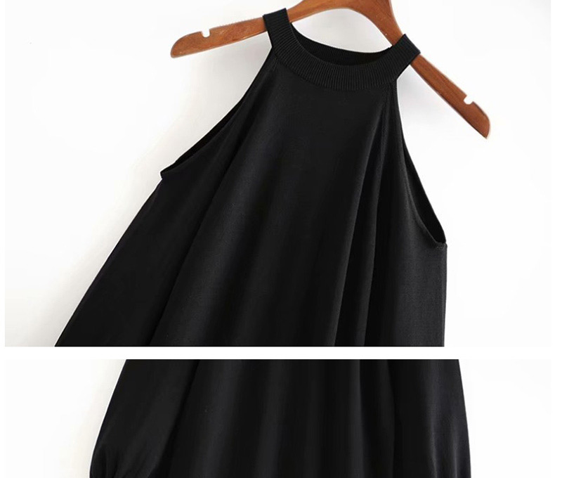 Fashion Black Solid Color Knit Off-the-shoulder Dress,Long Dress