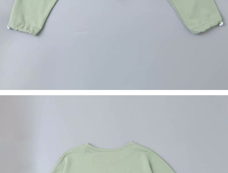 Fashion Green Solid Color Drawstring Round Neck Sweater,Hair Crown
