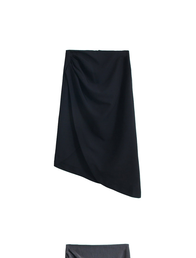 Fashion Black Pleated Side Slit Irregular Skirt,Skirts