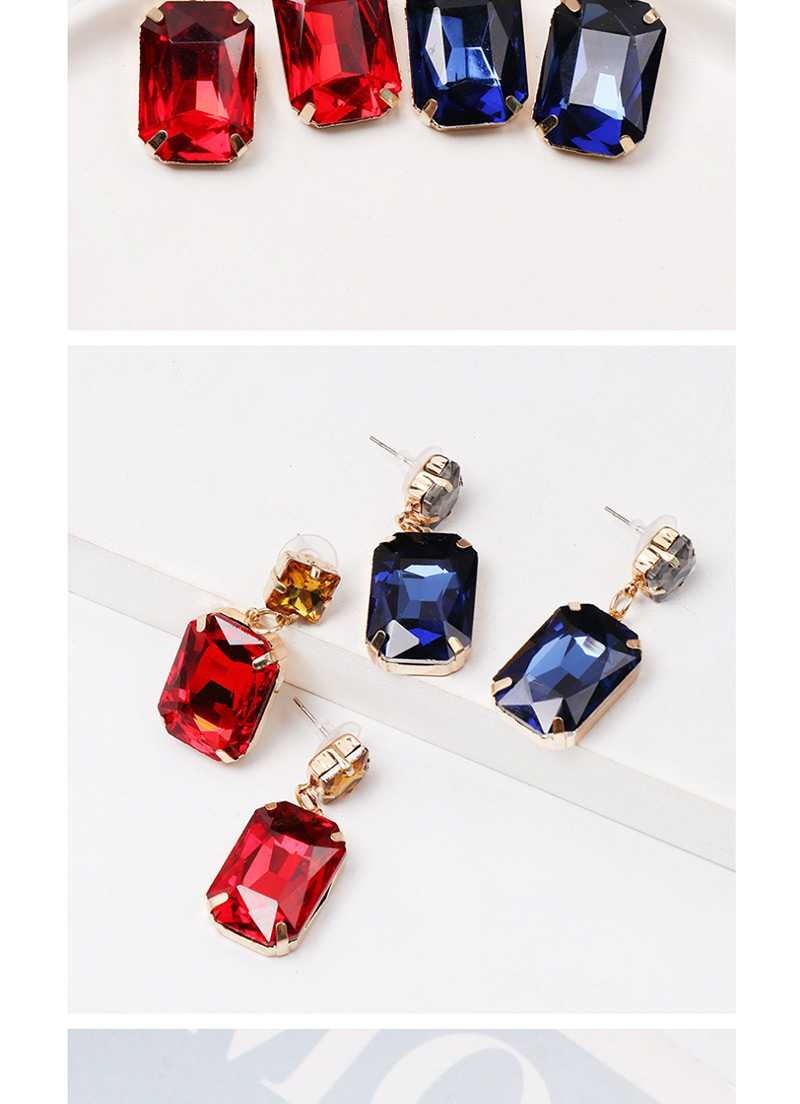 Fashion Red Geometric Diamond Stud Earrings,Drop Earrings