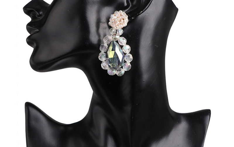 Fashion Pink Crystal Water Drops Acrylic Earrings,Drop Earrings