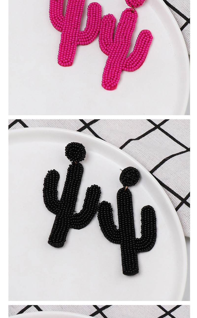 Fashion Mei Hong Cactus Rice Beads Double Earrings,Drop Earrings