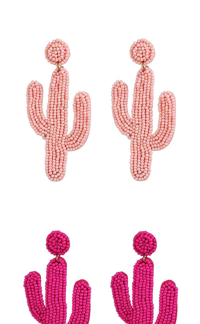 Fashion Mei Hong Cactus Rice Beads Double Earrings,Drop Earrings