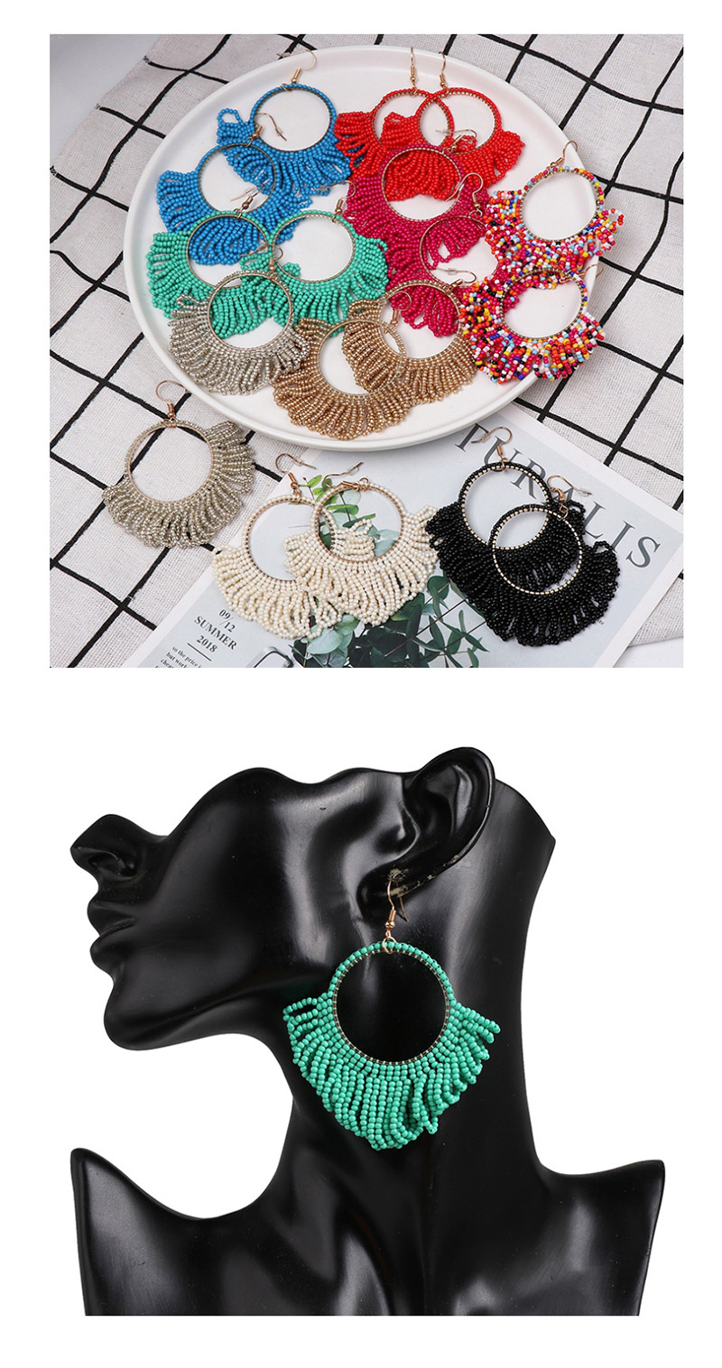 Fashion Color Mizhu Tassel Geometric Double Earrings,Drop Earrings