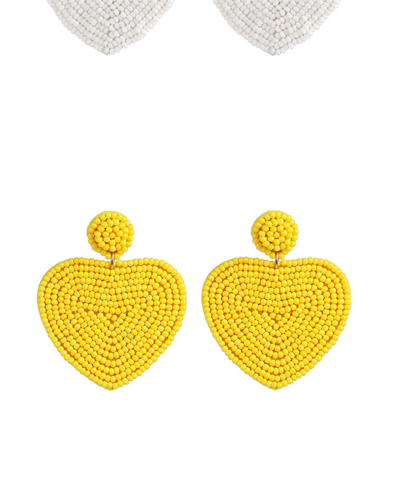 Fashion Light Pink Heart-shaped Rice Beads Double-sided Earrings,Drop Earrings
