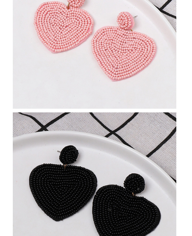 Fashion Black Heart-shaped Rice Beads Double-sided Earrings,Drop Earrings