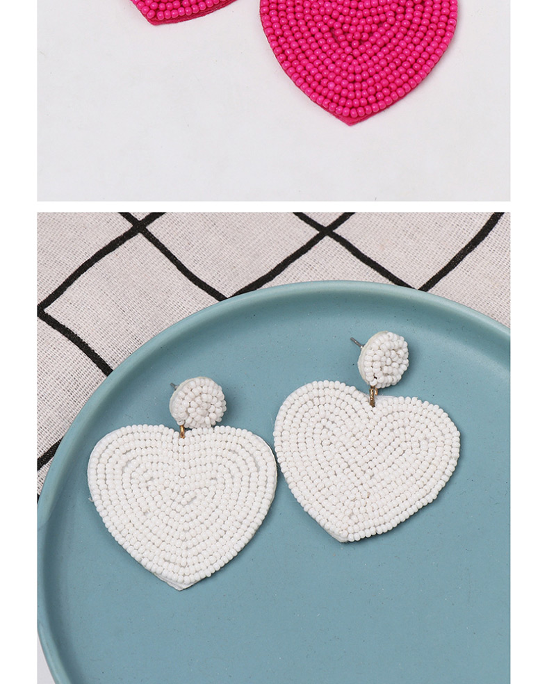 Fashion Light Pink Heart-shaped Rice Beads Double-sided Earrings,Drop Earrings