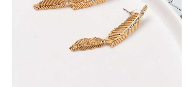 Fashion Gold Golden Feather Stud Earrings,Drop Earrings