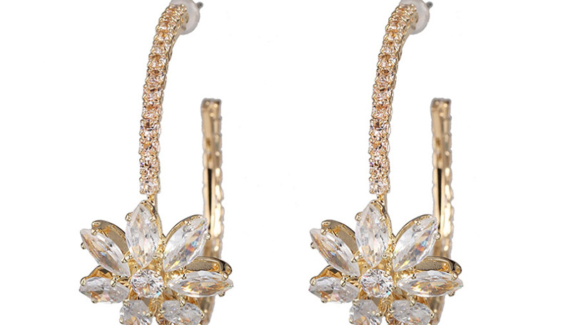 Fashion Silver C-shaped Diamond Stud Earrings,Hoop Earrings