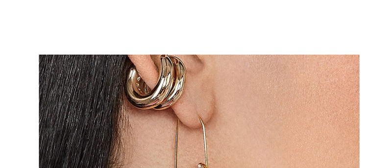 Fashion Rhinestone + Pearl English Safety Pin Earrings Hairpin,Stud Earrings