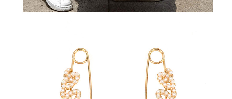 Fashion Rhinestone + Pearl English Safety Pin Earrings Hairpin,Stud Earrings