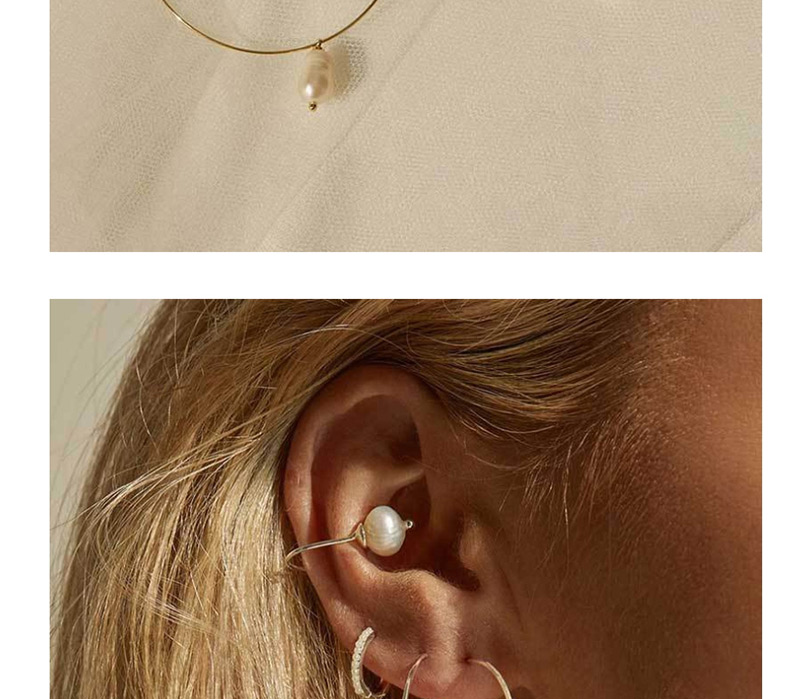 Fashion Silver Pearl Ear-rings,Hoop Earrings