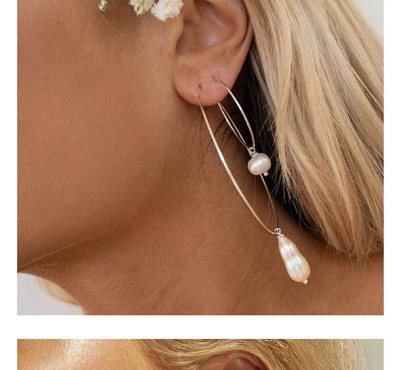 Fashion Silver Big Circle Pearl Earrings,Hoop Earrings