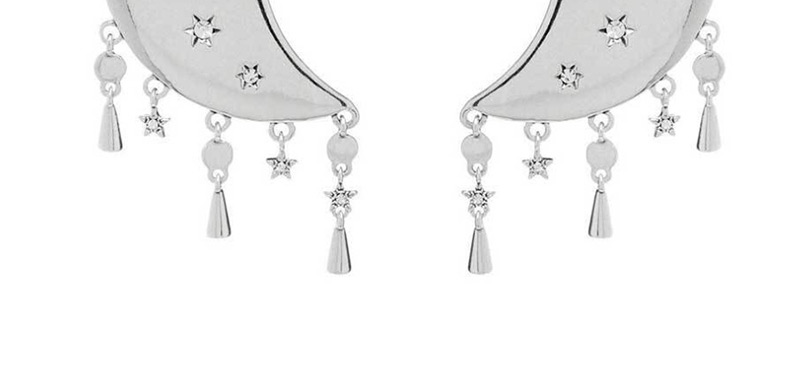 Fashion Silver Moon Tassel Earrings,Drop Earrings