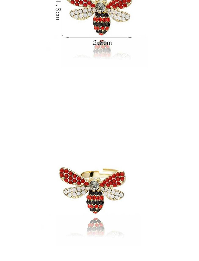 Fashion Red And White Little Bee Crystal Open Ring,Fashion Rings
