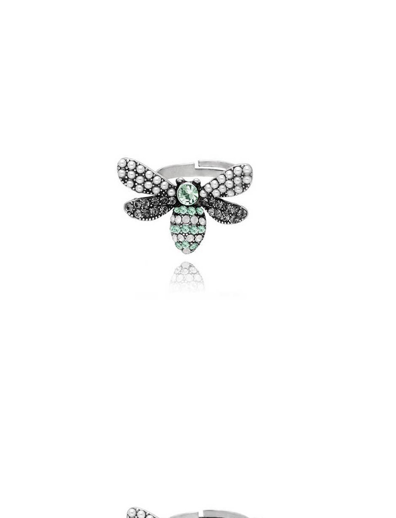 Fashion Green Little Bee Crystal Open Ring,Fashion Rings