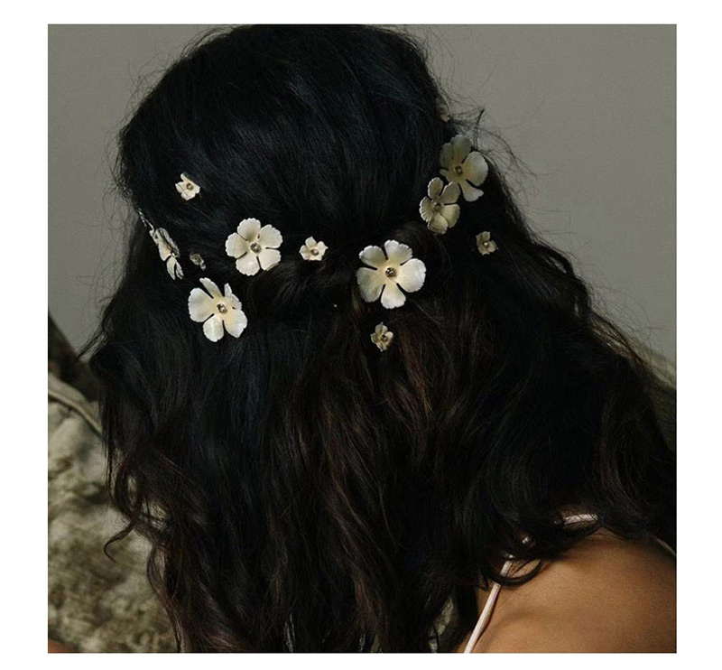 Fashion White Gold-plated Flower Hair Clip Set,Hairpins