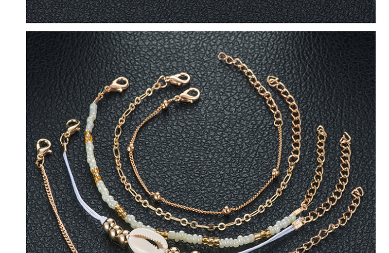 Fashion Gold Woven Shell Bracelet Set,Rings Set