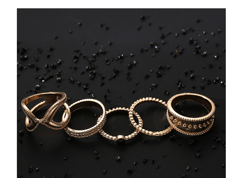 Fashion Gold Moon Star Ring 5 Piece Set,Fashion Rings