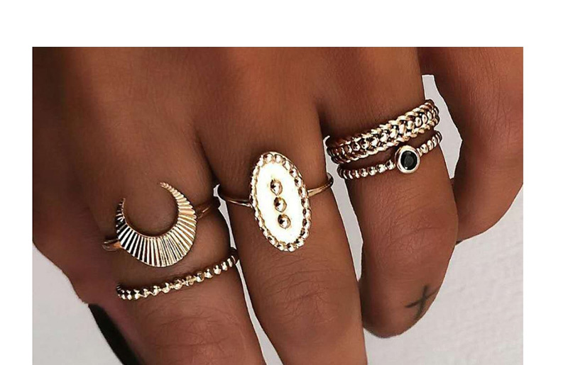 Fashion Silver Moon Ring Set Of 5,Fashion Rings