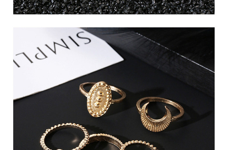 Fashion Gold Moon Ring Set Of 5,Fashion Rings