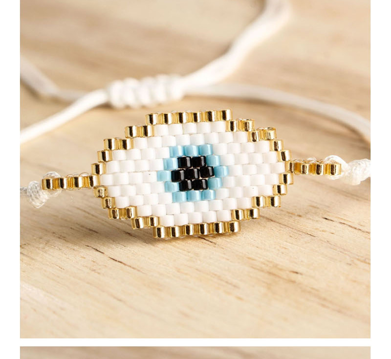 Fashion White Rice Beads Woven Eye Tassel Bracelet,Beaded Bracelet