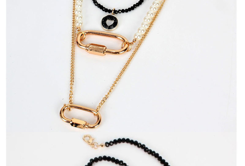 Fashion Gold Metal Lock Necklace,Multi Strand Necklaces